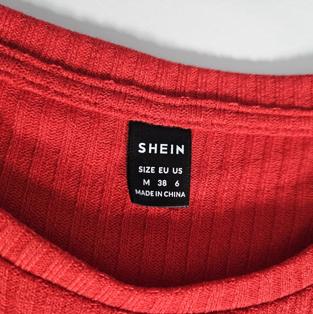 Shein Dress Red Size 6 Medium Bodycon With Front Slit New Without Tags - Picture 3 of 7